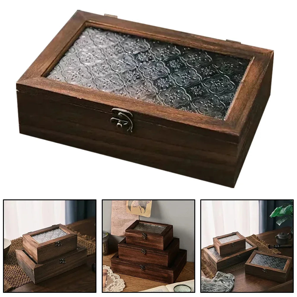 Retro Solid Wood Storage Box with Lid