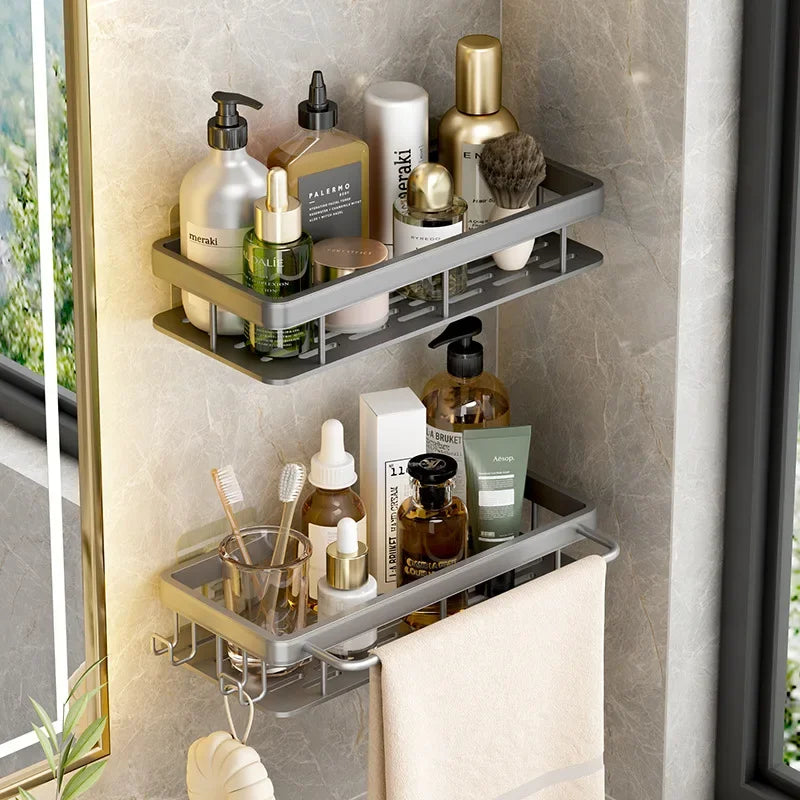 Bathroom & Kitchen Organizer – No-Drill 2-Tier Wall Shelf