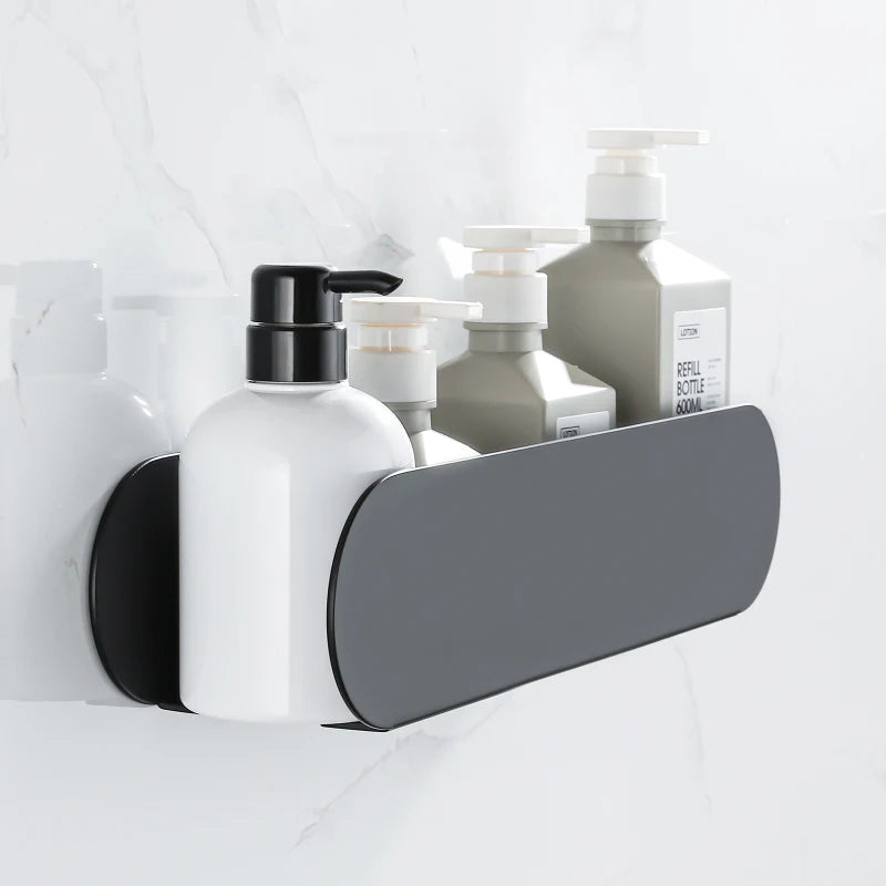 Black Aluminium Shower Caddy Shelf with Hooks
