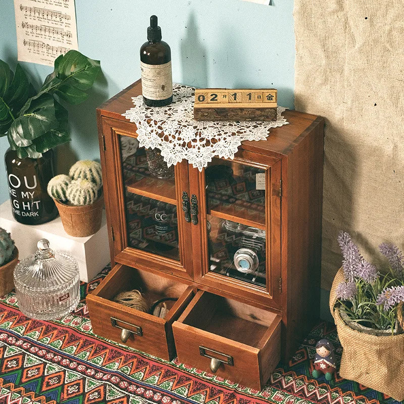 Nordic Vintage Solid Wood Display Cabinet