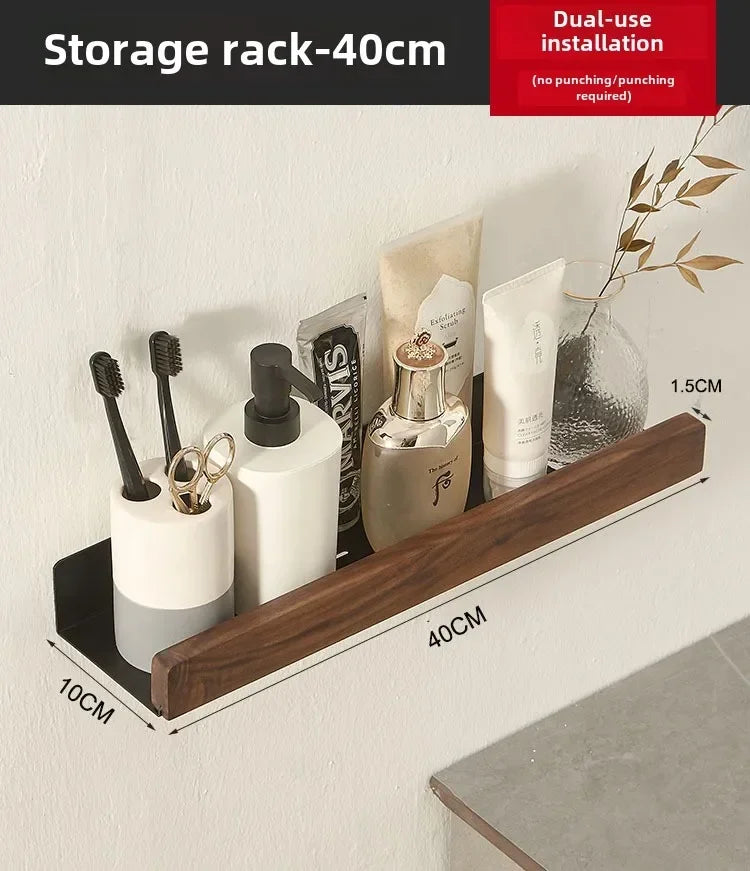Wall-Mounted Wood Bathroom Shelf