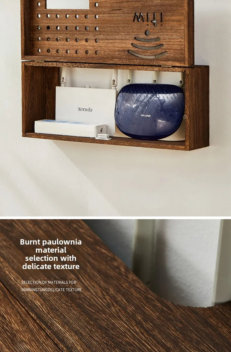 Solid Wood Wall-Mounted TV  Storage Box