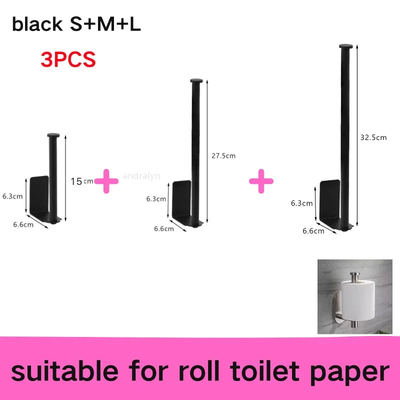 Stainless Steel Self-Adhesive Towel & Toilet Roll Holder – No Drills