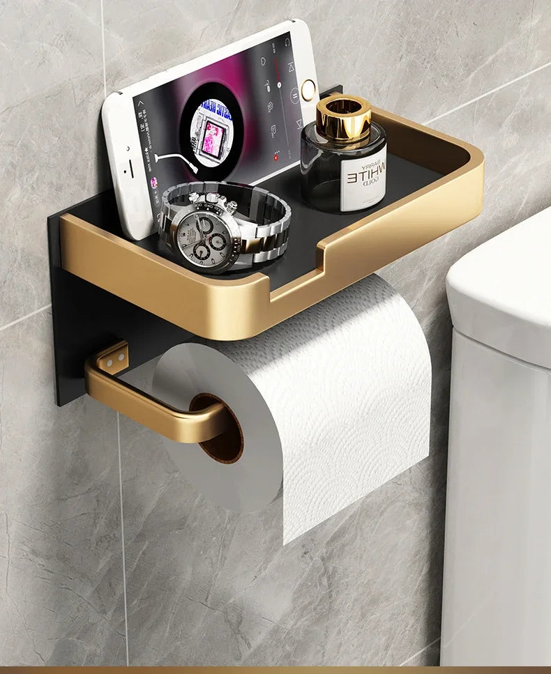 Luxury Black & Gold Toilet Paper Rack