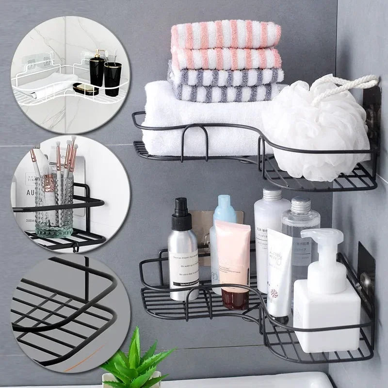 Japanese-Style Wrought Iron Bathroom Wall Shelf