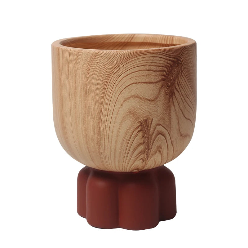 Nordic Colorful Flower Pots Retro Wood Grain Painted Phalaenopsis Succulent Household Internet Celebrity Indoor Breathable