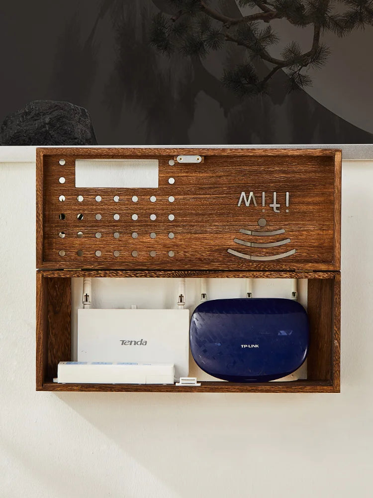 Solid Wood Wall-Mounted TV  Storage Box