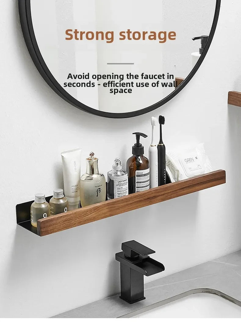 Wall-Mounted Wood Bathroom Shelf