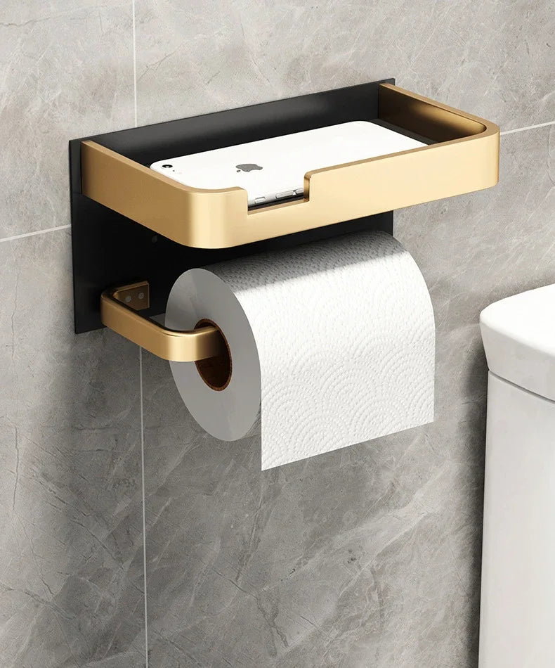 Luxury Black & Gold Toilet Paper Rack