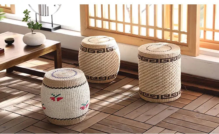 Tight Weave Sofa Seat Sturdy Sitting Stool Pine Shoe Changing Bench High Load-bearing Small Stools Suitable for Living Room