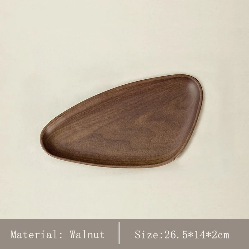 HeMu Black walnut solid wood shape tray Japanese irregular dessert dessert tray coffee saucer wooden household tray