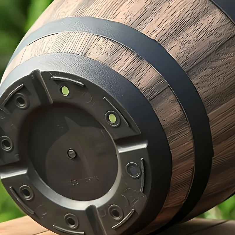 Set of 2 vintage whisky barrel planters, garden flower pots with drainage holes, plastic oval plant containers