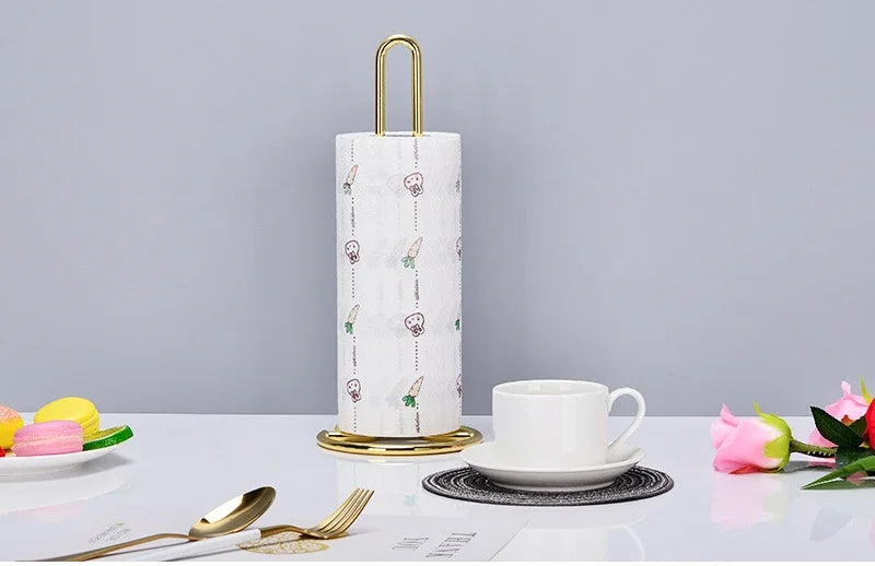 Stainless Steel Kitchen Roll Paper Towel Holder Bathroom Tissue Stand Dining Table Vertical Napkins Rack Kitchen Storage Shelf