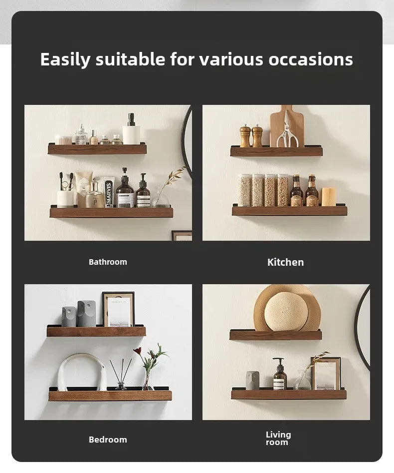 Wall-Mounted Wood Bathroom Shelf