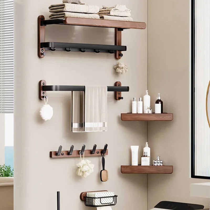 Walnut Wall-Mounted Towel Rack