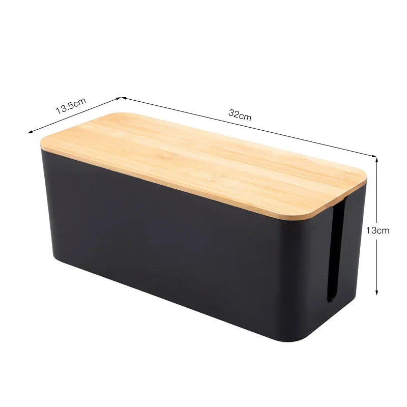 Bamboo-Lid Cable Management Box