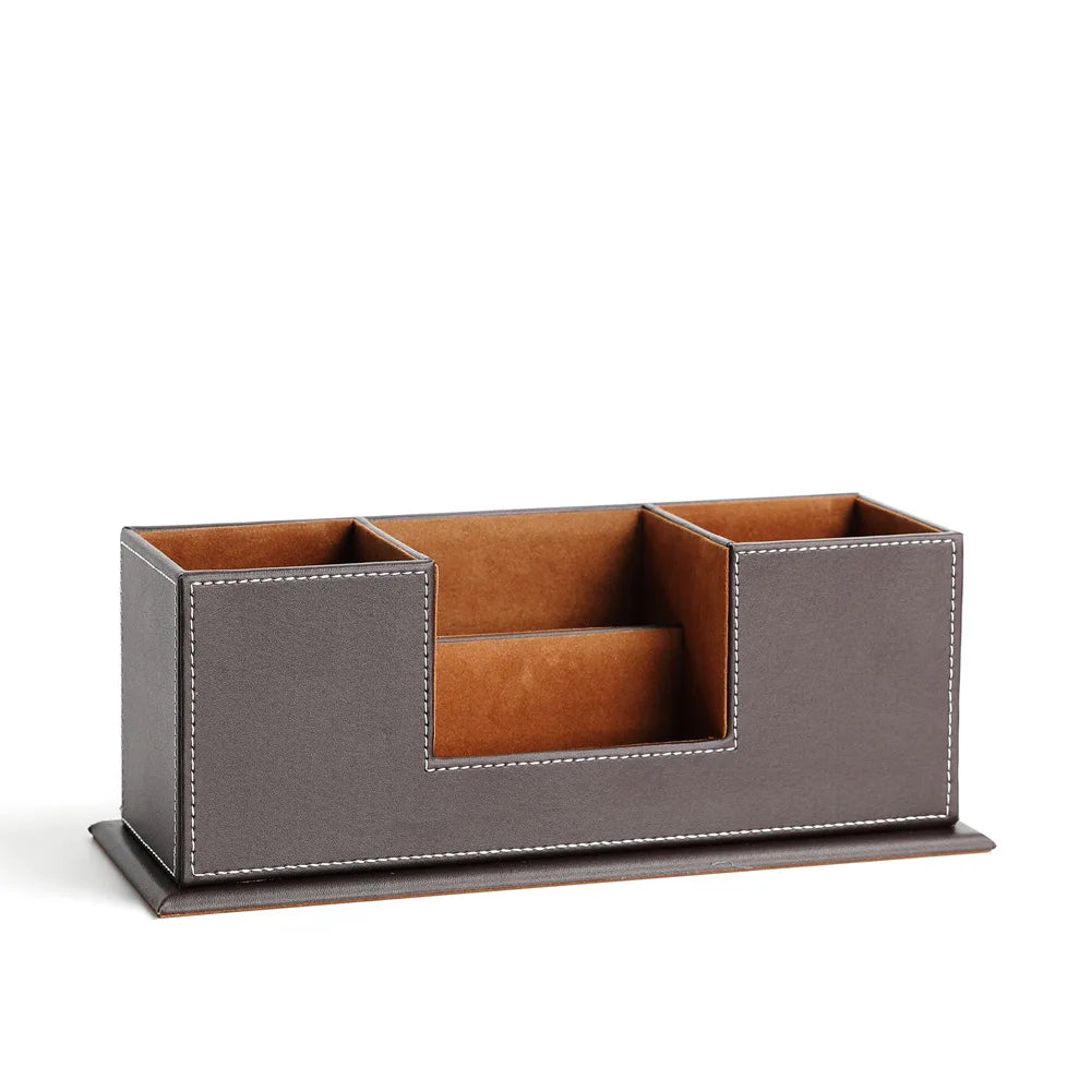 Business Leather Pen Holder Makeup Brush Storage Box Living Room Desktop Storage Office Desktop Storage Box