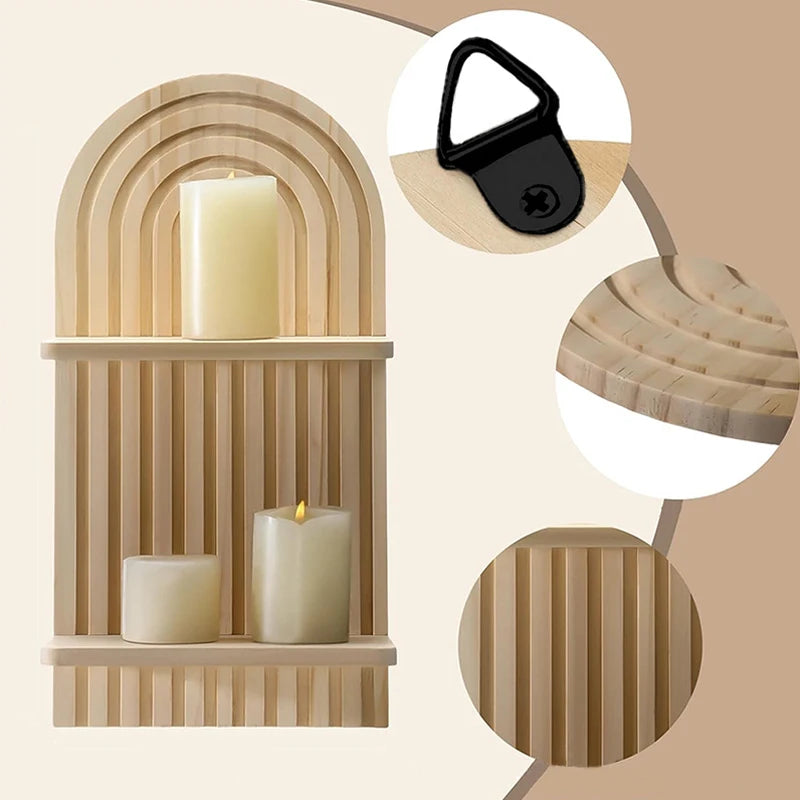 Bohemian Arch Wooden Wall Shelf