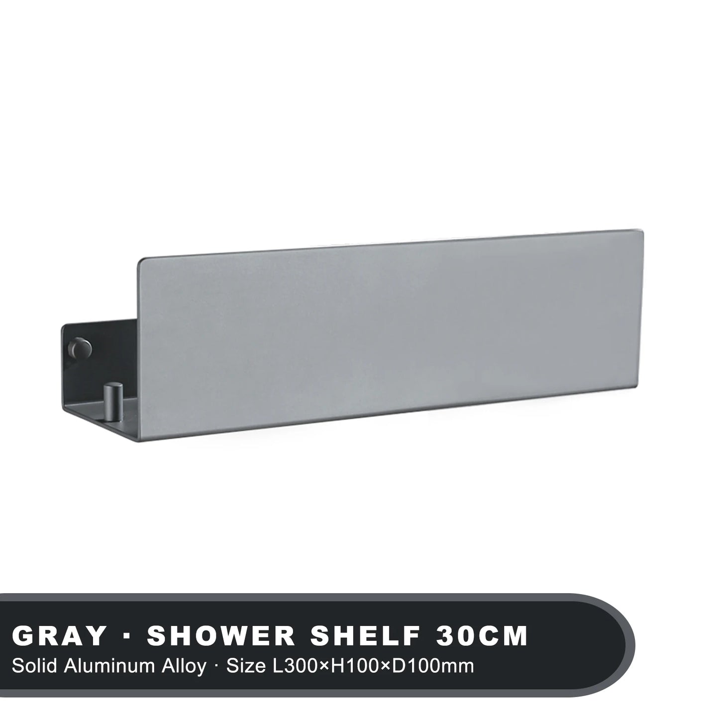 White Aluminium Corner Shower Shelf with Hooks