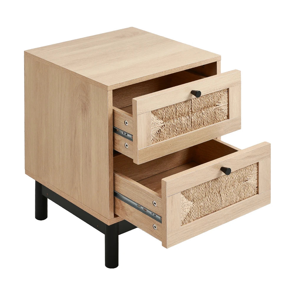 【Lifeideas】2/3-Drawer Woven Accent Cabinet Livingroom Bedroom Decoration Storage Shelf Modern Classic