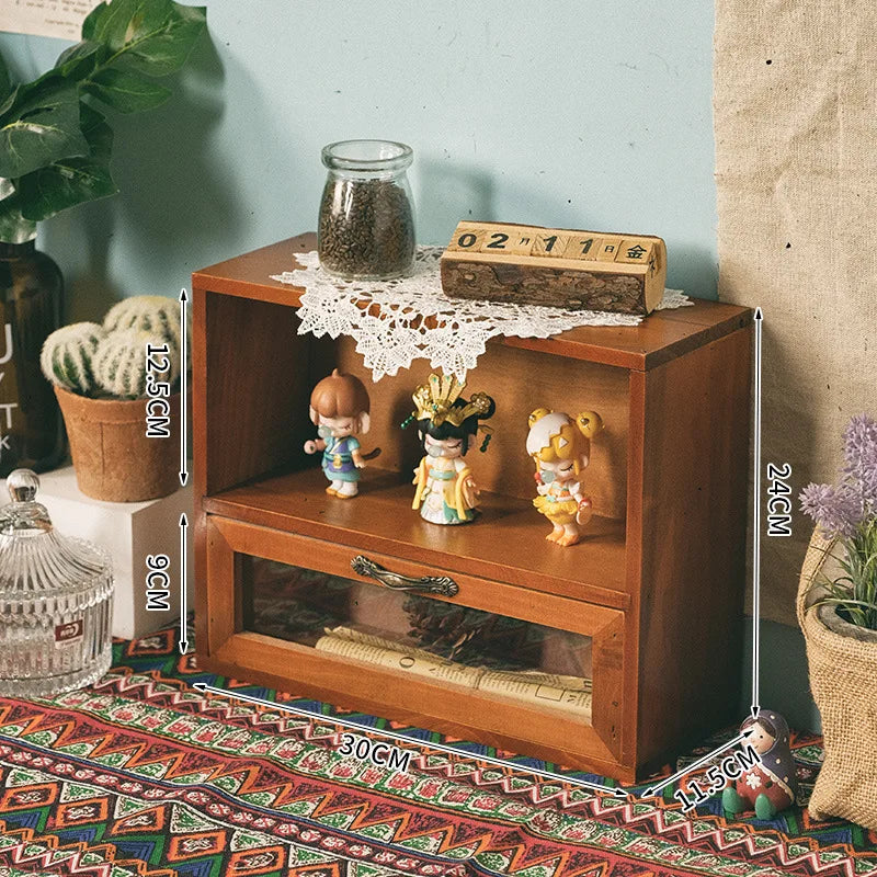 Nordic Vintage Solid Wood Display Cabinet