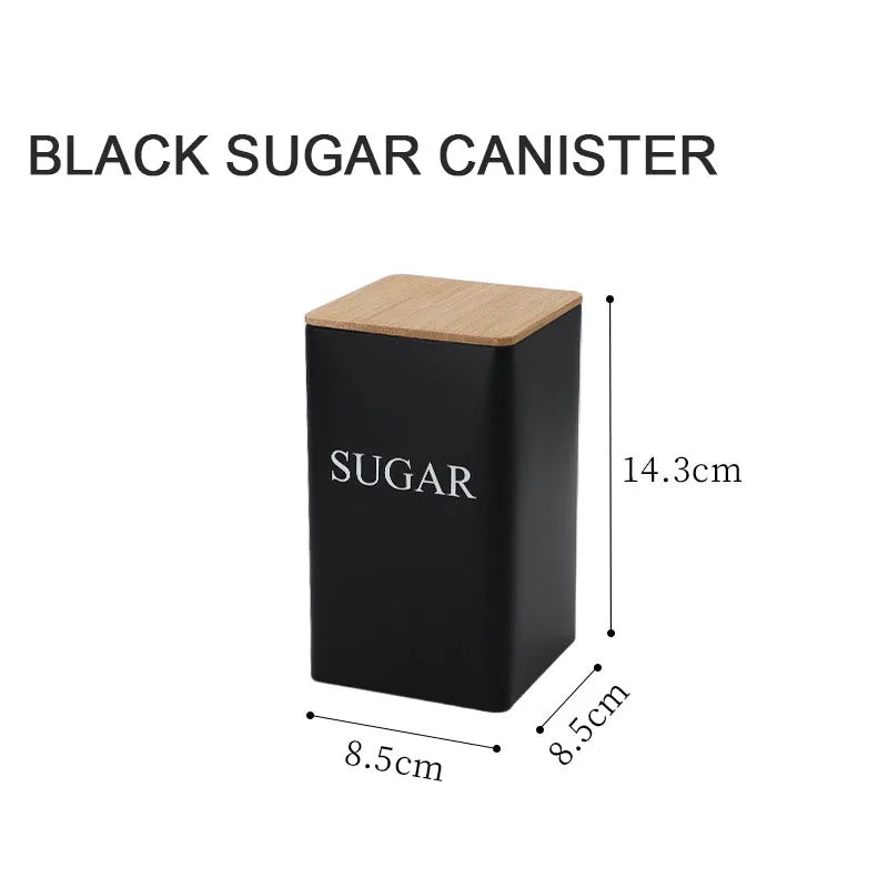 Modern Metal Coffee Bean Storage Jar with Bamboo Lid