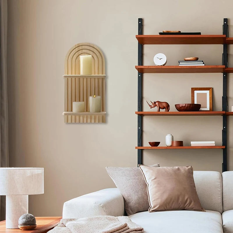 Bohemian Arch Wooden Wall Shelf