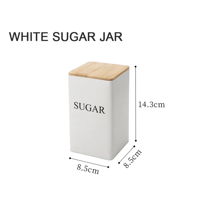 Modern Metal Coffee Bean Storage Jar with Bamboo Lid