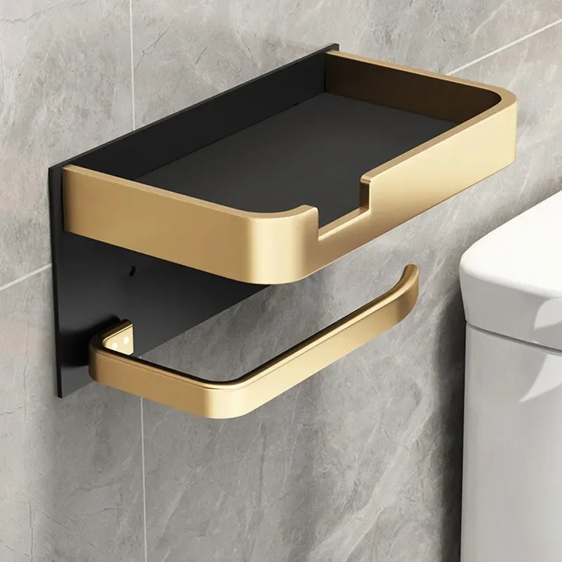 Luxury Black & Gold Toilet Paper Rack