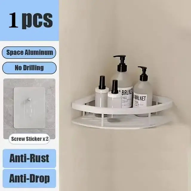 Bathroom & Kitchen Organizer – No-Drill 2-Tier Wall Shelf