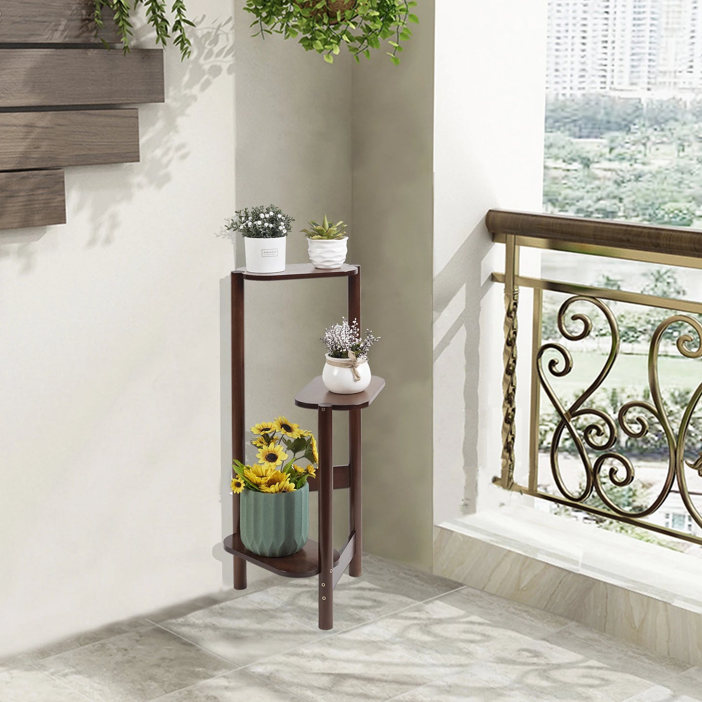 Space-Saving Bamboo Plant Stand