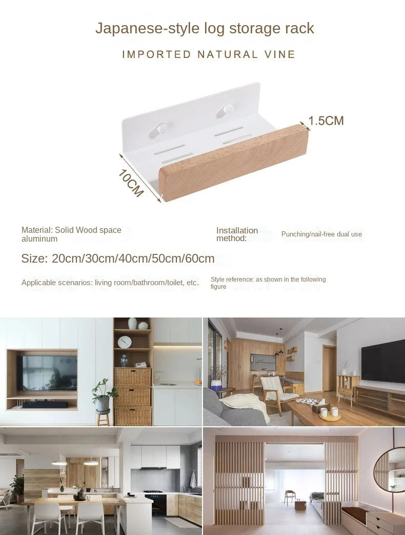 Wooden Wall-Mounted Bathroom Shelf