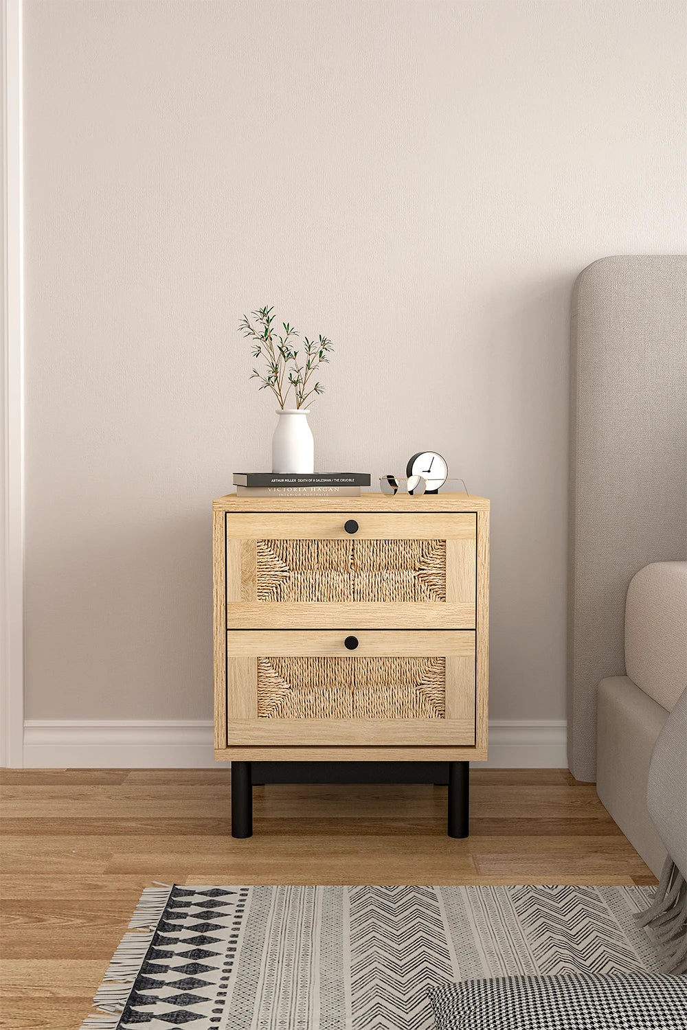 【Lifeideas】2/3-Drawer Woven Accent Cabinet Livingroom Bedroom Decoration Storage Shelf Modern Classic