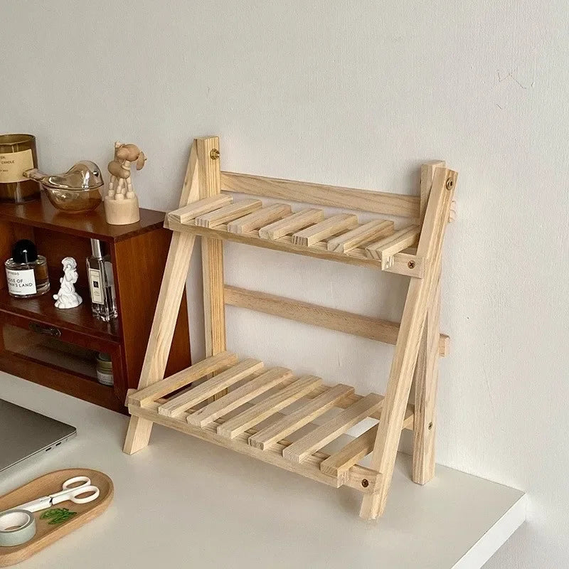 Wooden Storage Shelf 2-Tiers Desktop Organize