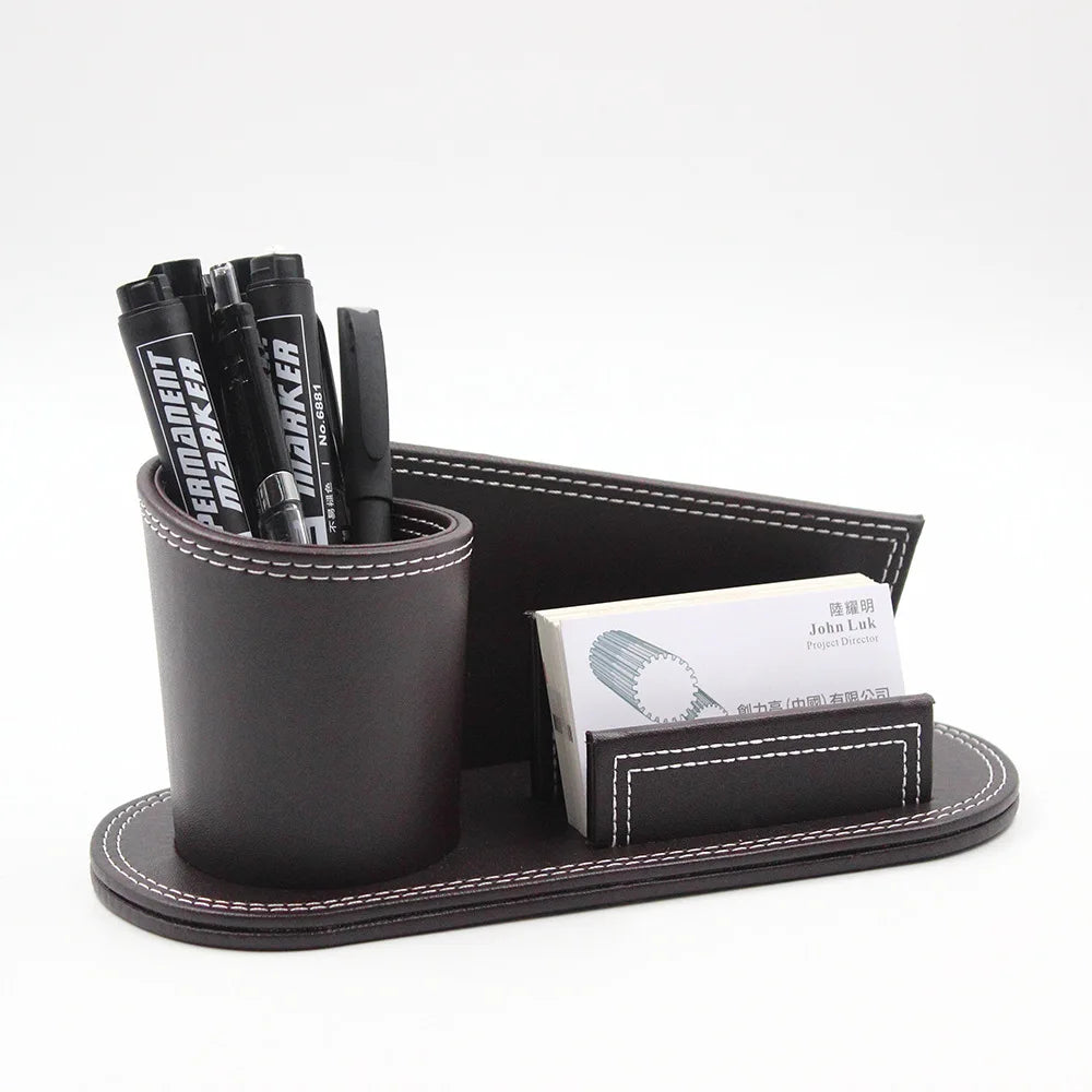 Business Leather Pen Holder Makeup Brush Storage Box Living Room Desktop Storage Office Desktop Storage Box