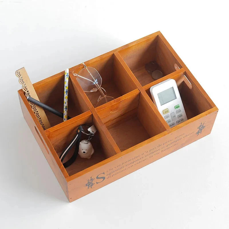 Vintage Wooden Desktop Organizer