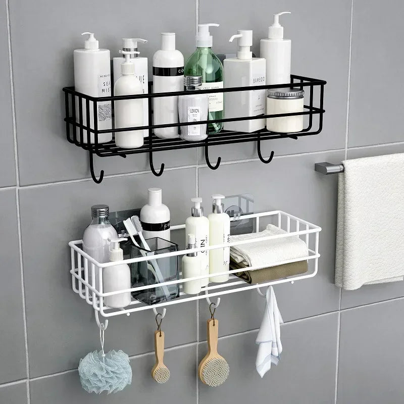 Japanese-Style Wrought Iron Bathroom Wall Shelf