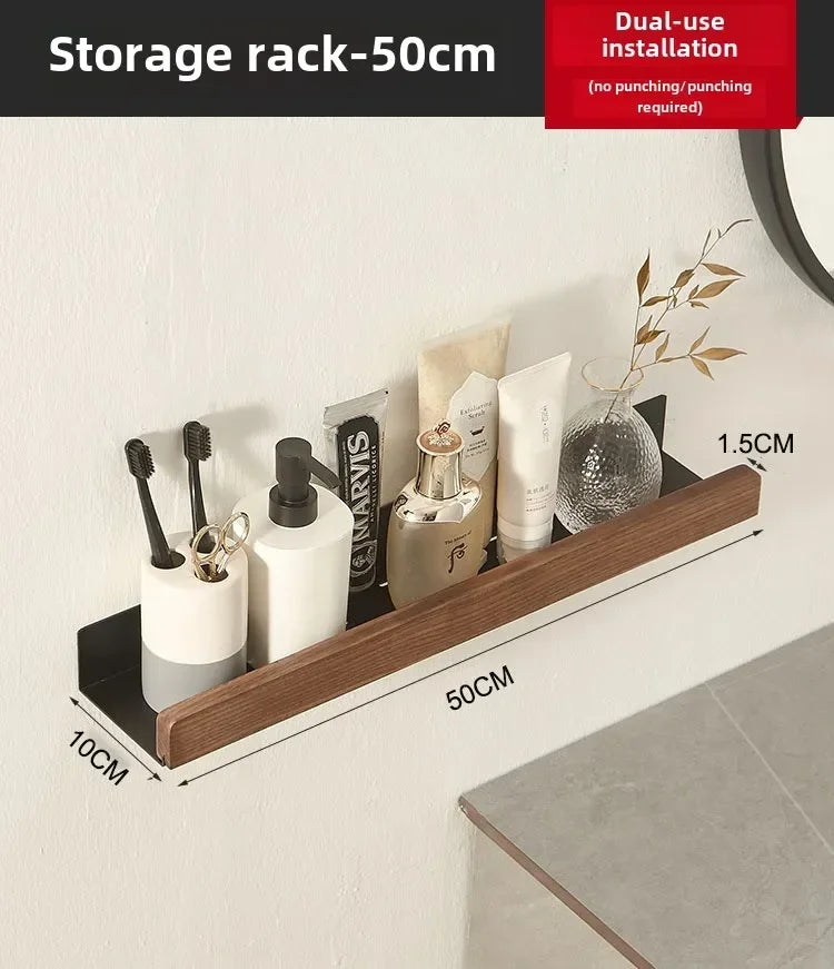 Wall-Mounted Wood Bathroom Shelf