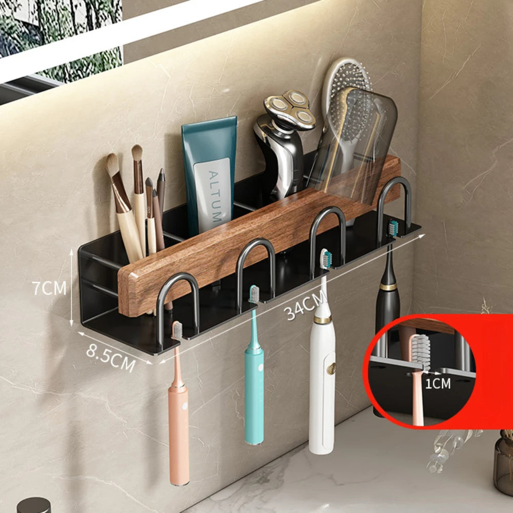 Minimalist Solid Wood Toothbrush & Toothpaste Holder