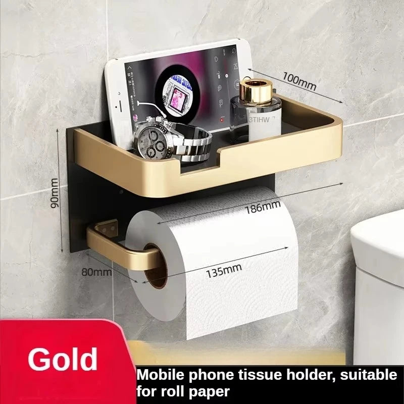 Luxury Black & Gold Toilet Paper Rack