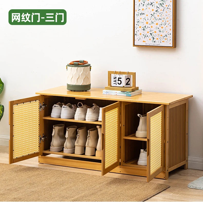 Home Entryway Shoe Bench Sit and Store Shoe Cabinet Breathable Dust-Proof Shoe Organizer Long Bench Shoe Rack for Doorway