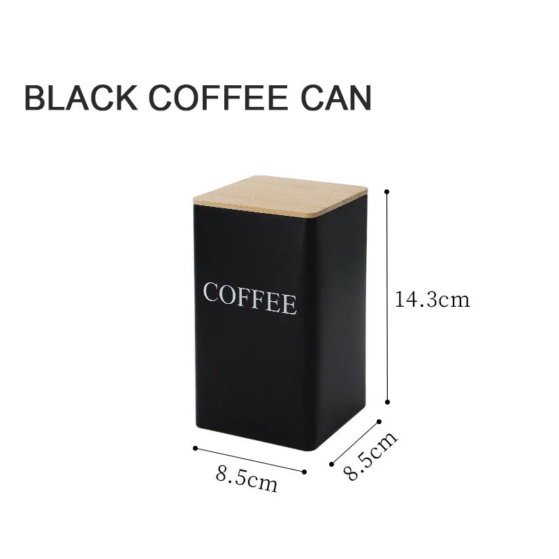 Modern Metal Coffee Bean Storage Jar with Bamboo Lid