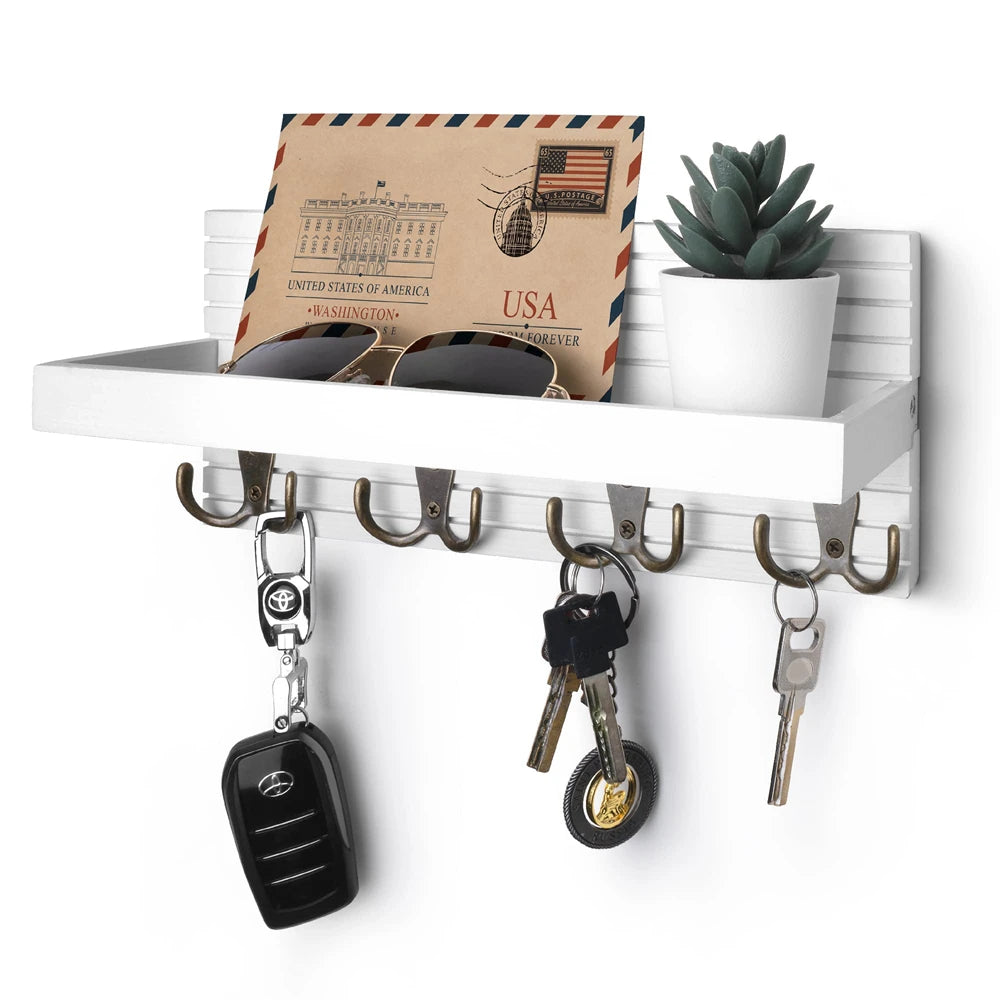 Rustic Wooden Key & Mail Organizer