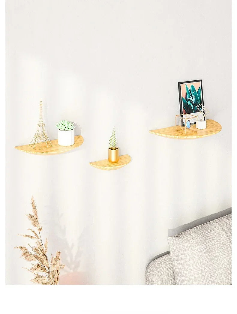 Half-Moon Wooden Wall Shelf