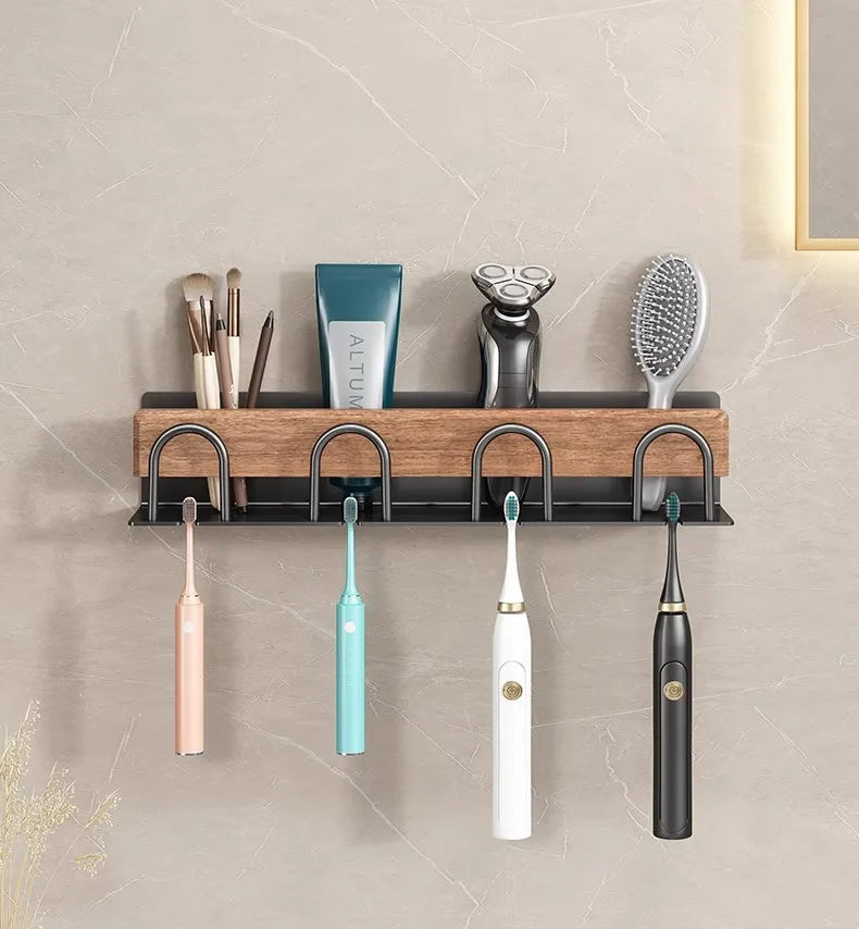 Minimalist Solid Wood Toothbrush & Toothpaste Holder