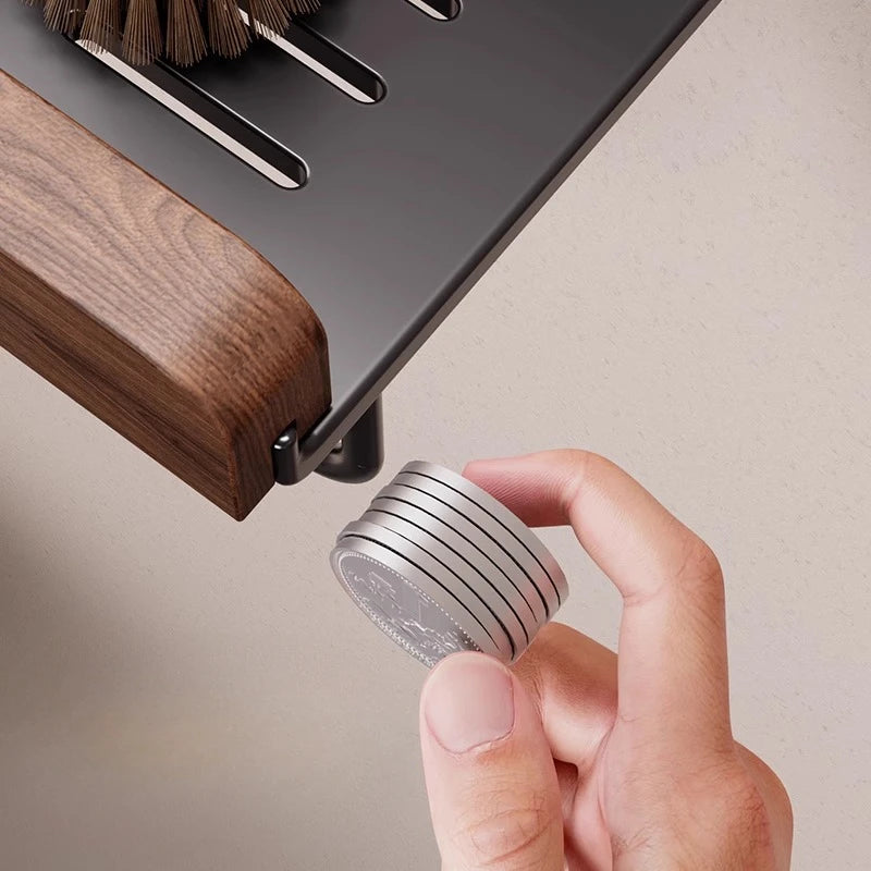 Walnut Wall-Mounted Toilet & Sink Rack