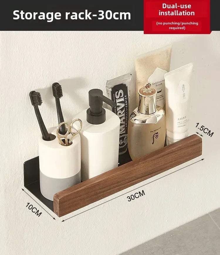 Wall-Mounted Wood Bathroom Shelf