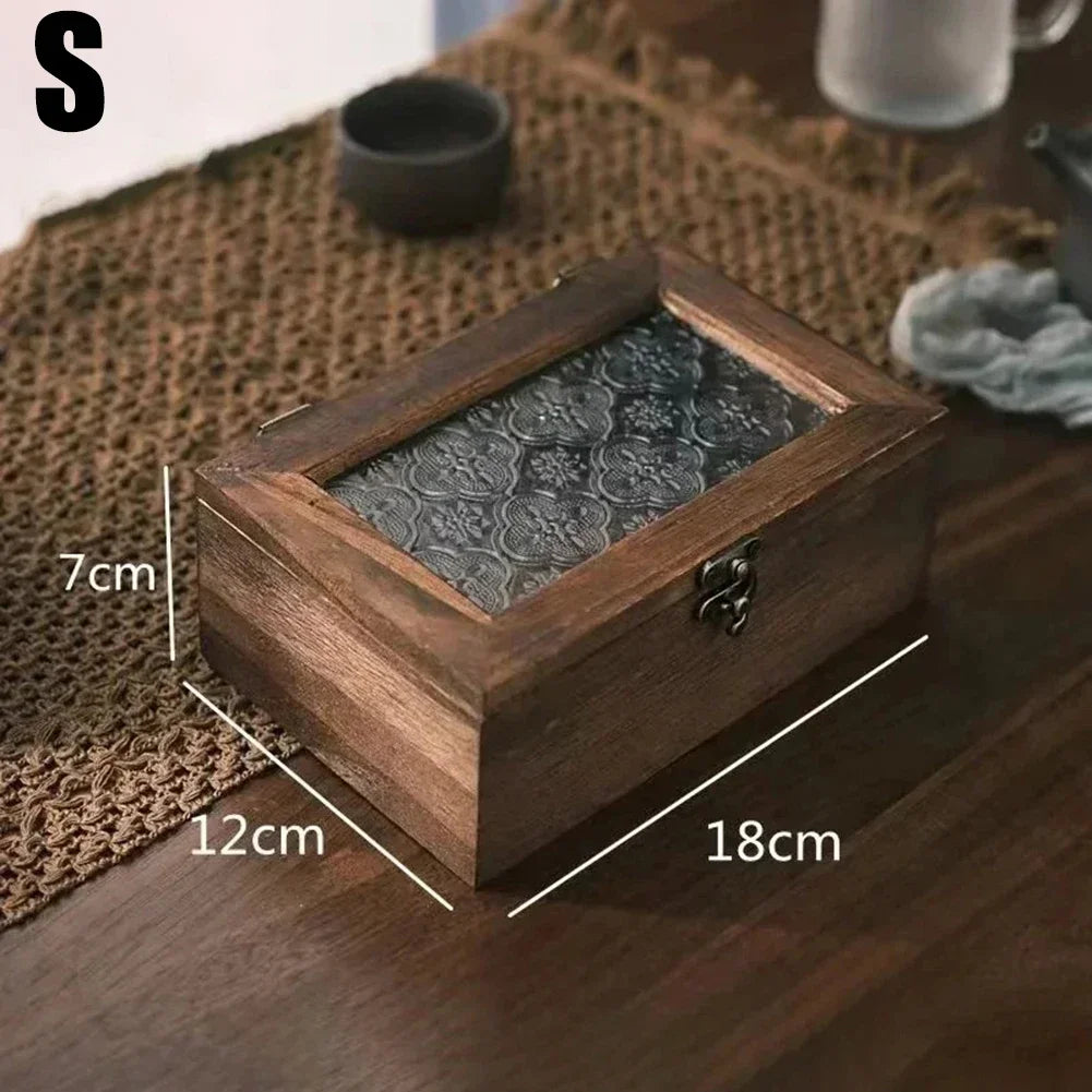 Retro Solid Wood Storage Box with Lid