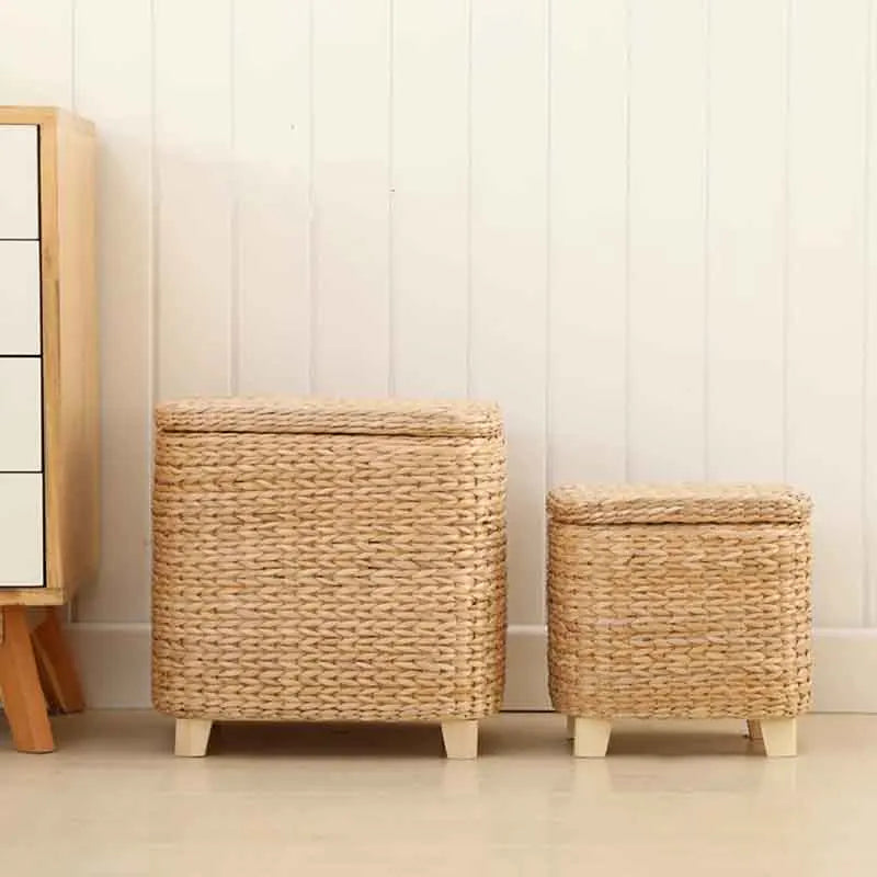 Handmade Straw Woven Stool, Porch Shoe Changing Stool, Living Room Sofa Footstool, Creative Storage Stool, Modern Furniture Seat