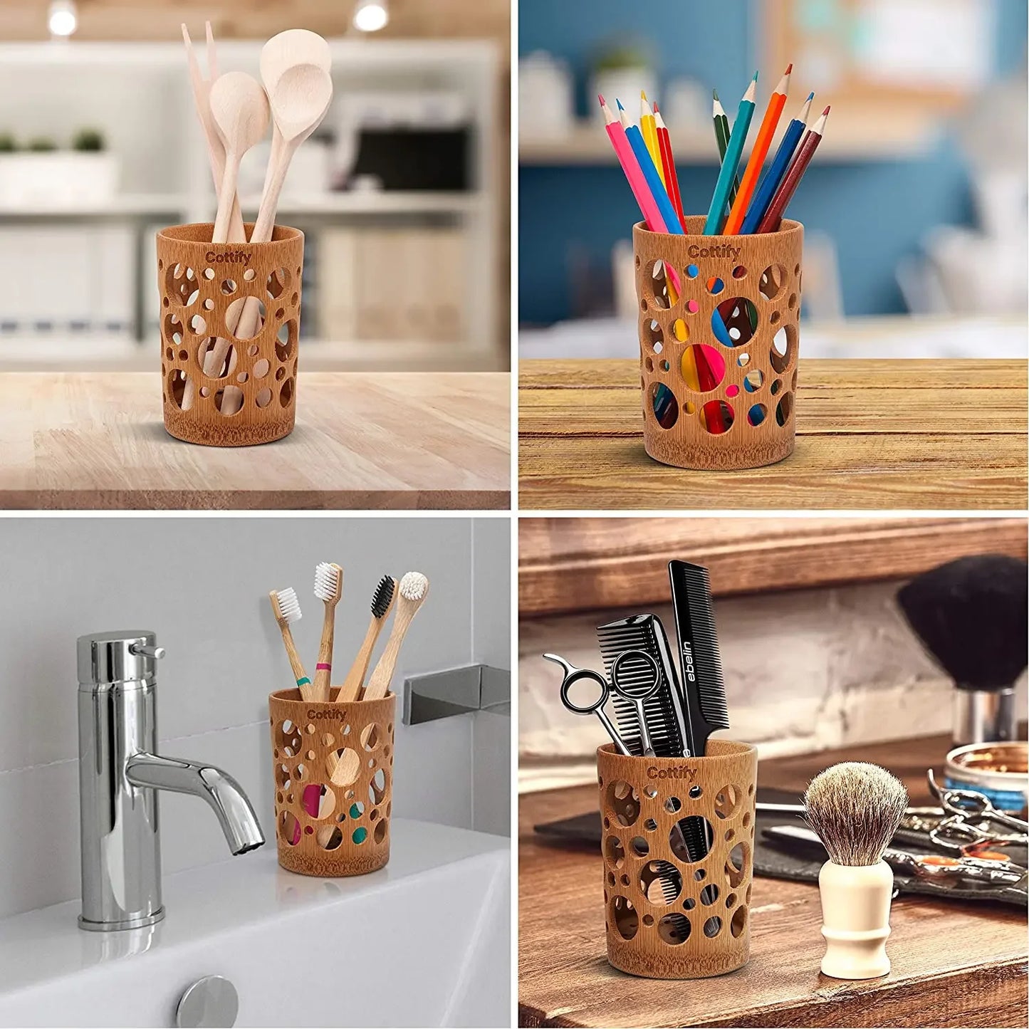 Natural Bamboo Bathroom Holder